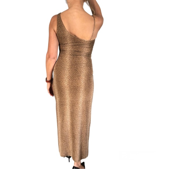 Lori Ann petite gold sparkle jaguar print evening gown  design shoulders Size 6 - Picture 2 of 6